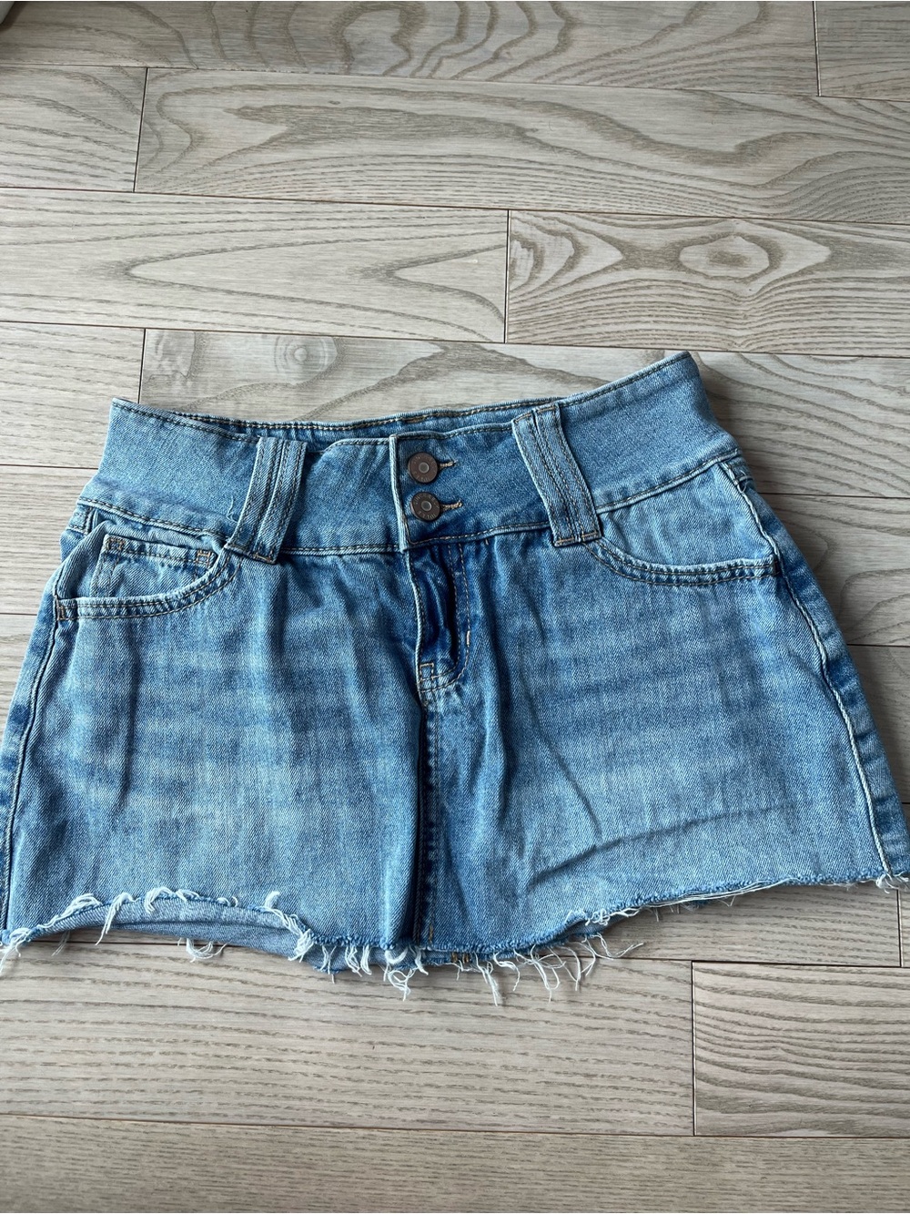 Women's Light Blue Denim Low-rise Mini Skirt